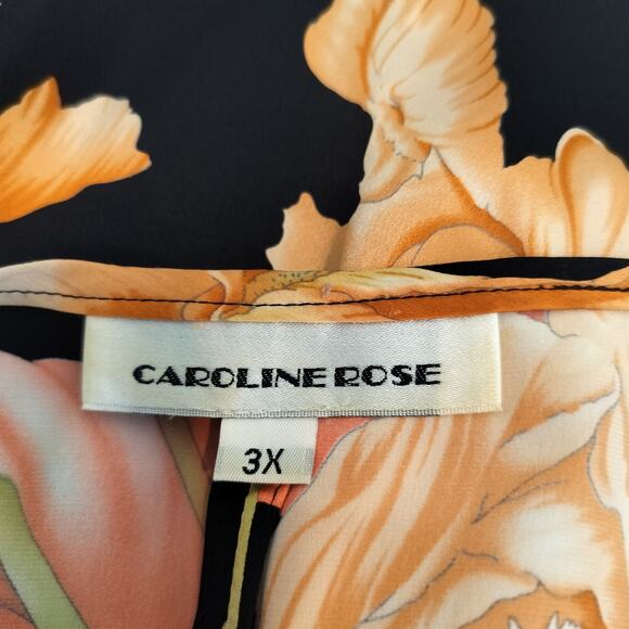 Caroline Rose Floral 100% Silk Top Sleeveless Peach Pink - Picture 10 of 11